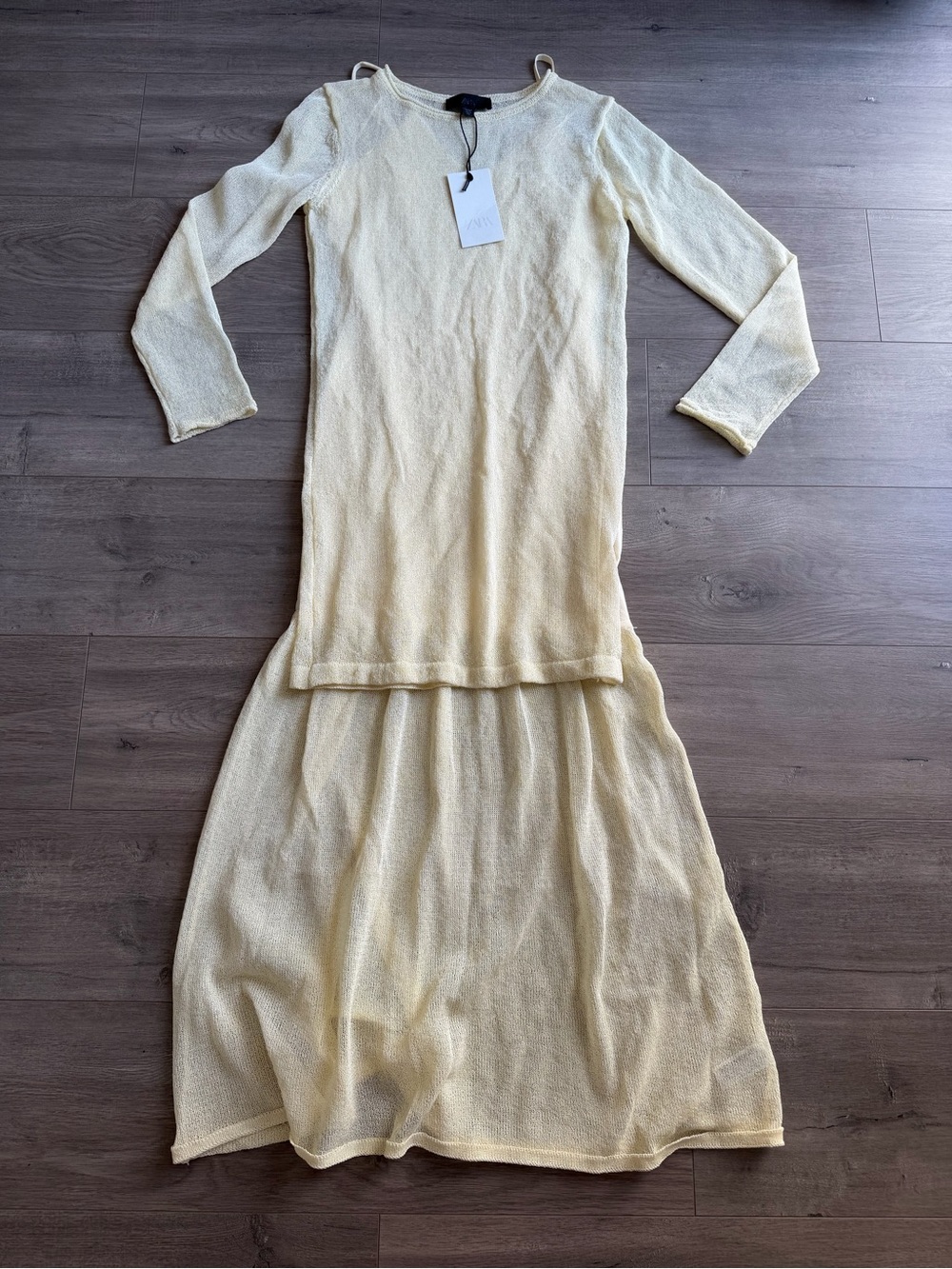NWT Zara butter yellow double layer knit dress - size medium